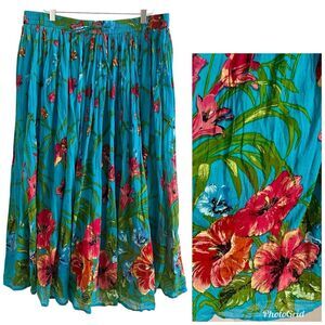 Vintage BFA Classics Hibiscus Floral Maxi Skirt XL Hawaiian Boho Festival Resort